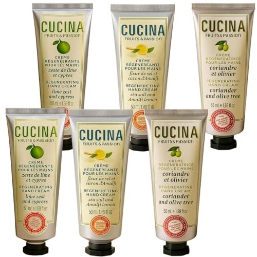 Cucina 6 Pack Regenerating Hand Cream Fruits & Passion Travel Size Set | Coriander Olive Tree, Lime Zest Cypress, Sea Salt Amalfi Lemon - görsel 2