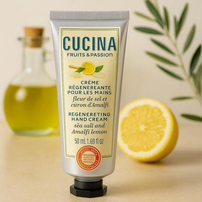 Cucina 6 Pack Regenerating Hand Cream Fruits & Passion Travel Size Set | Coriander Olive Tree, Lime Zest Cypress, Sea Salt Amalfi Lemon