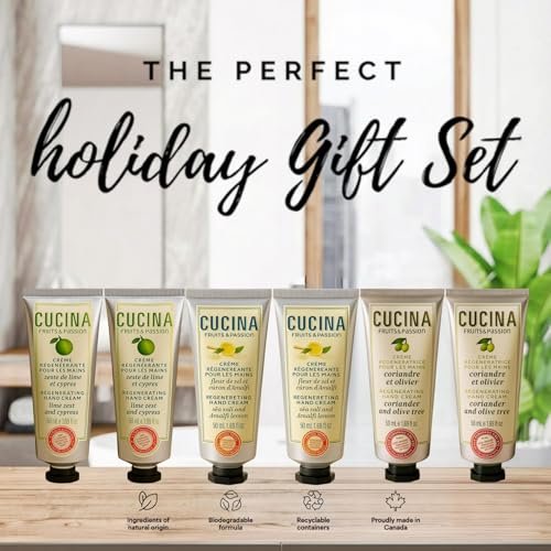 Cucina 6 Pack Regenerating Hand Cream Fruits & Passion Travel Size Set | Coriander Olive Tree, Lime Zest Cypress, Sea Salt Amalfi Lemon - görsel 4