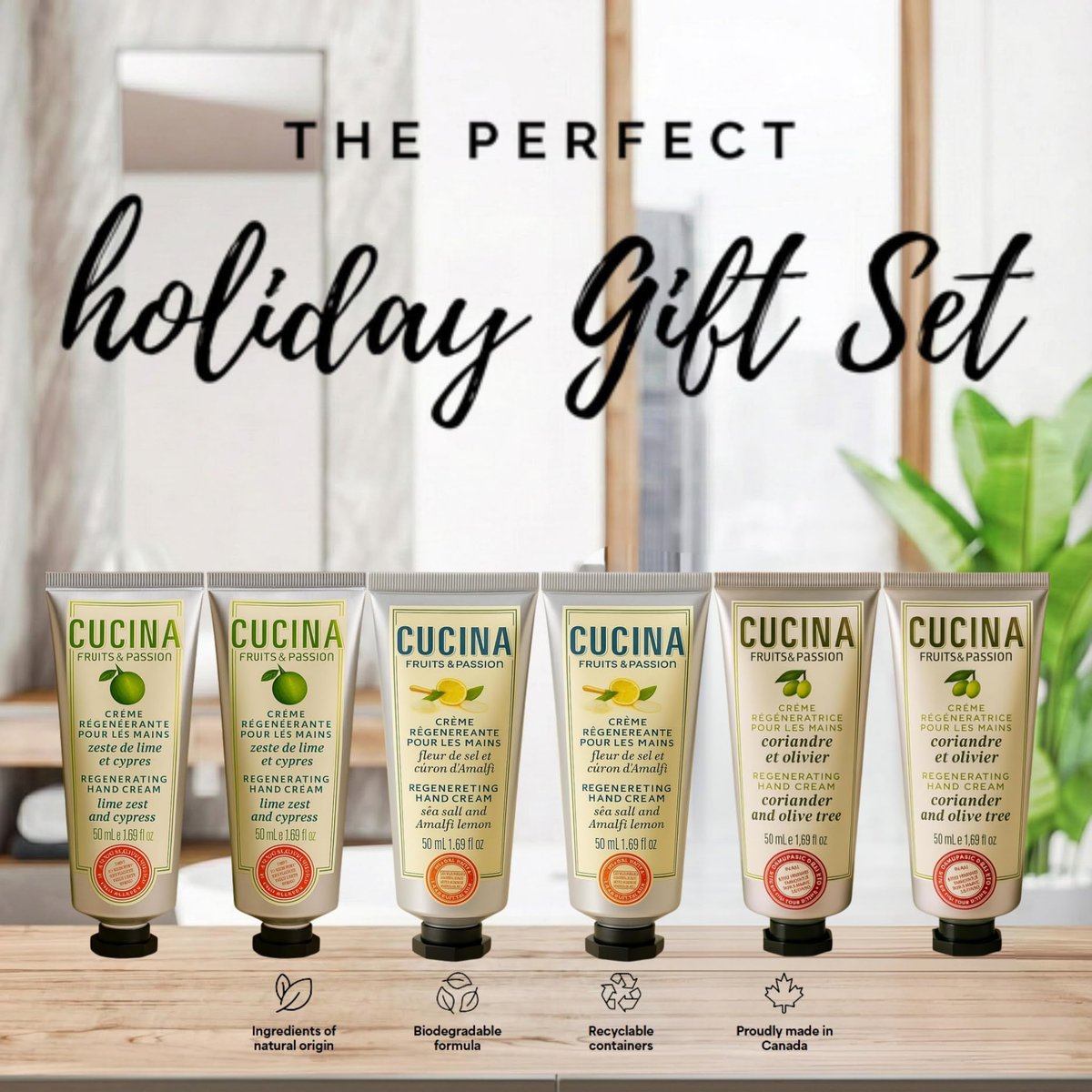 Cucina 6 Pack Regenerating Hand Cream Fruits & Passion Travel Size Set | Coriander Olive Tree, Lime Zest Cypress, Sea Salt Amalfi Lemon - görsel 3
