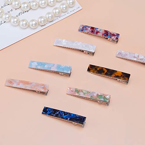 LEDUODO Acrylic Resin Hair Barrettes Alligator Hair Clips - 8pcs Duckbill Hair Clips Marble Pattern Hairpins Geometric Clips for Women Girls - görsel 4