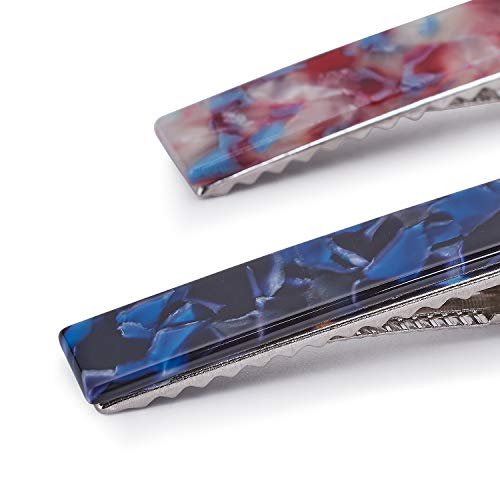 LEDUODO Acrylic Resin Hair Barrettes Alligator Hair Clips - 8pcs Duckbill Hair Clips Marble Pattern Hairpins Geometric Clips for Women Girls - görsel 6