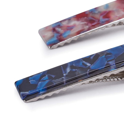 LEDUODO Acrylic Resin Hair Barrettes Alligator Hair Clips - 8pcs Duckbill Hair Clips Marble Pattern Hairpins Geometric Clips for Women Girls