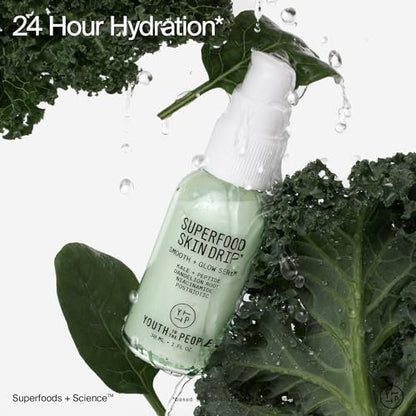 Youth To The People Superfood Skin Drip Glow Barrier Serum - Peptides + Niacinamide - Strengthen, Even Tone, Smooth Texture - Dewy Primer - Vegan - 1 fl oz Avelisse