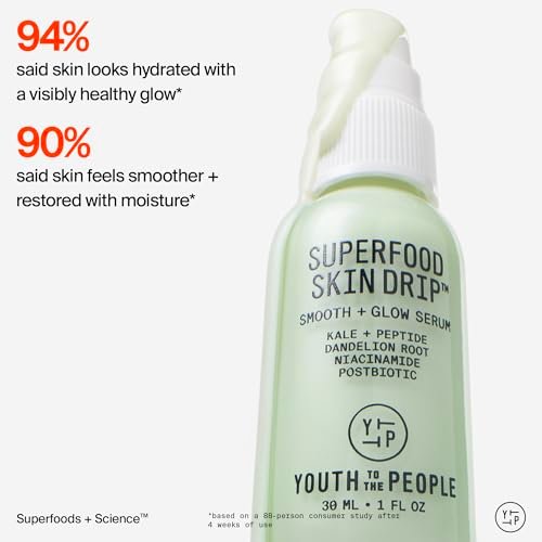 Youth To The People Superfood Skin Drip Glow Barrier Serum - Peptides + Niacinamide - Strengthen, Even Tone, Smooth Texture - Dewy Primer - Vegan - 1 fl oz Avelisse