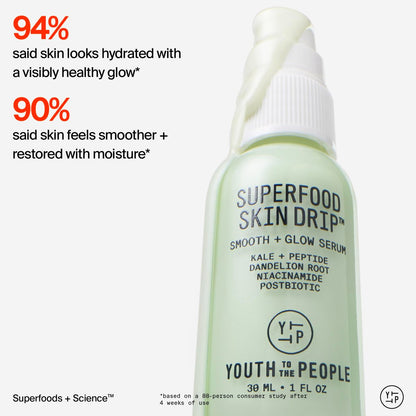 Youth To The People Superfood Skin Drip Glow Barrier Serum - Peptides + Niacinamide - Strengthen, Even Tone, Smooth Texture - Dewy Primer - Vegan - 1 fl oz Avelisse