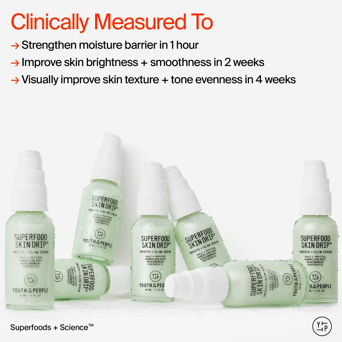 Youth To The People Superfood Skin Drip Glow Barrier Serum - Peptides + Niacinamide - Strengthen, Even Tone, Smooth Texture - Dewy Primer - Vegan - 1 fl oz Avelisse