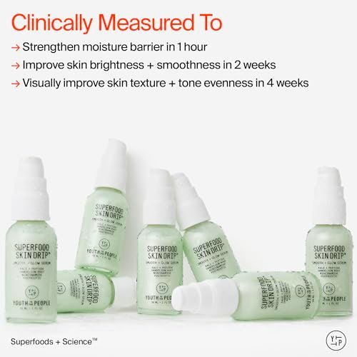 Youth To The People Superfood Skin Drip Glow Barrier Serum - Peptides + Niacinamide - Strengthen, Even Tone, Smooth Texture - Dewy Primer - Vegan - 1 fl oz Avelisse