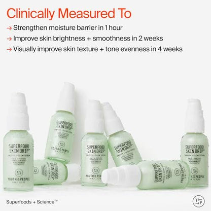 Youth To The People Superfood Skin Drip Glow Barrier Serum - Peptides + Niacinamide - Strengthen, Even Tone, Smooth Texture - Dewy Primer - Vegan - 1 fl oz Avelisse