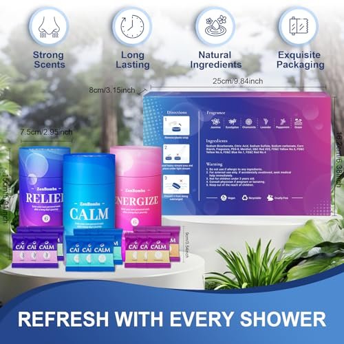 ZenBombs Shower Steamers – 18 Pack Organic Aromatherapy Shower Bombs for Relaxation, Stress Relief & Self-Care – Natural Fragrances, Ideal Gift for Women and Men Avelisse