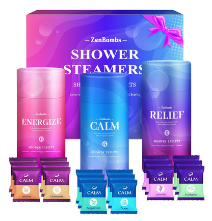 ZenBombs Shower Steamers – 18 Pack Organic Aromatherapy Shower Bombs for Relaxation, Stress Relief & Self-Care – Natural Fragrances, Ideal Gift for Women and Men Avelisse
