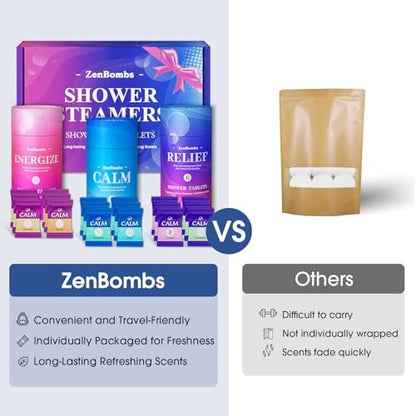 ZenBombs Shower Steamers – 18 Pack Organic Aromatherapy Shower Bombs for Relaxation, Stress Relief & Self-Care – Natural Fragrances, Ideal Gift for Women and Men Avelisse