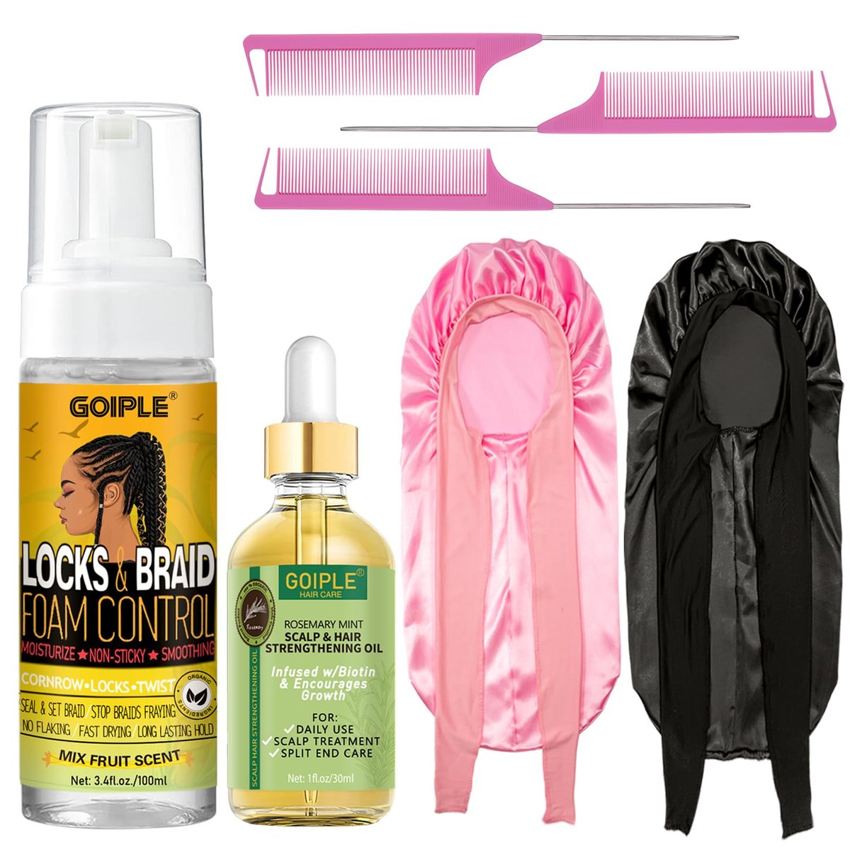 Goiple Braid Foam Control Mousse for Braids, Twists, Locs - No Flake, Moisturizing with Rosemary Oil - 7 Pack Avelisse