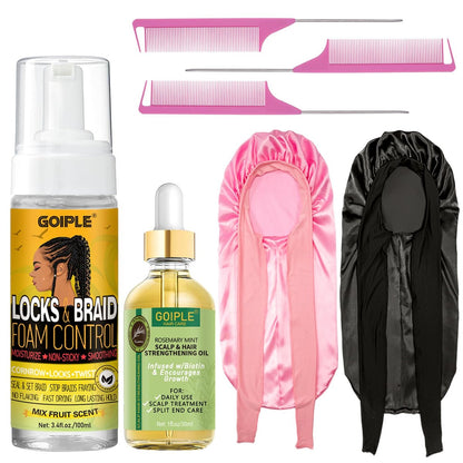 Goiple Braid Foam Control Mousse for Braids, Twists, Locs - No Flake, Moisturizing with Rosemary Oil - 7 Pack Avelisse