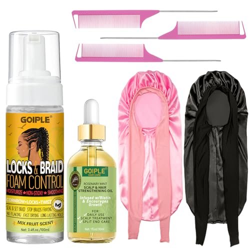 Goiple Braid Foam Control Mousse for Braids, Twists, Locs - No Flake, Moisturizing with Rosemary Oil - 7 Pack Avelisse