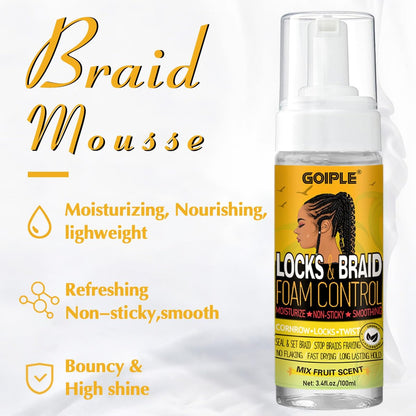 Goiple Braid Foam Control Mousse for Braids, Twists, Locs - No Flake, Moisturizing with Rosemary Oil - 7 Pack Avelisse