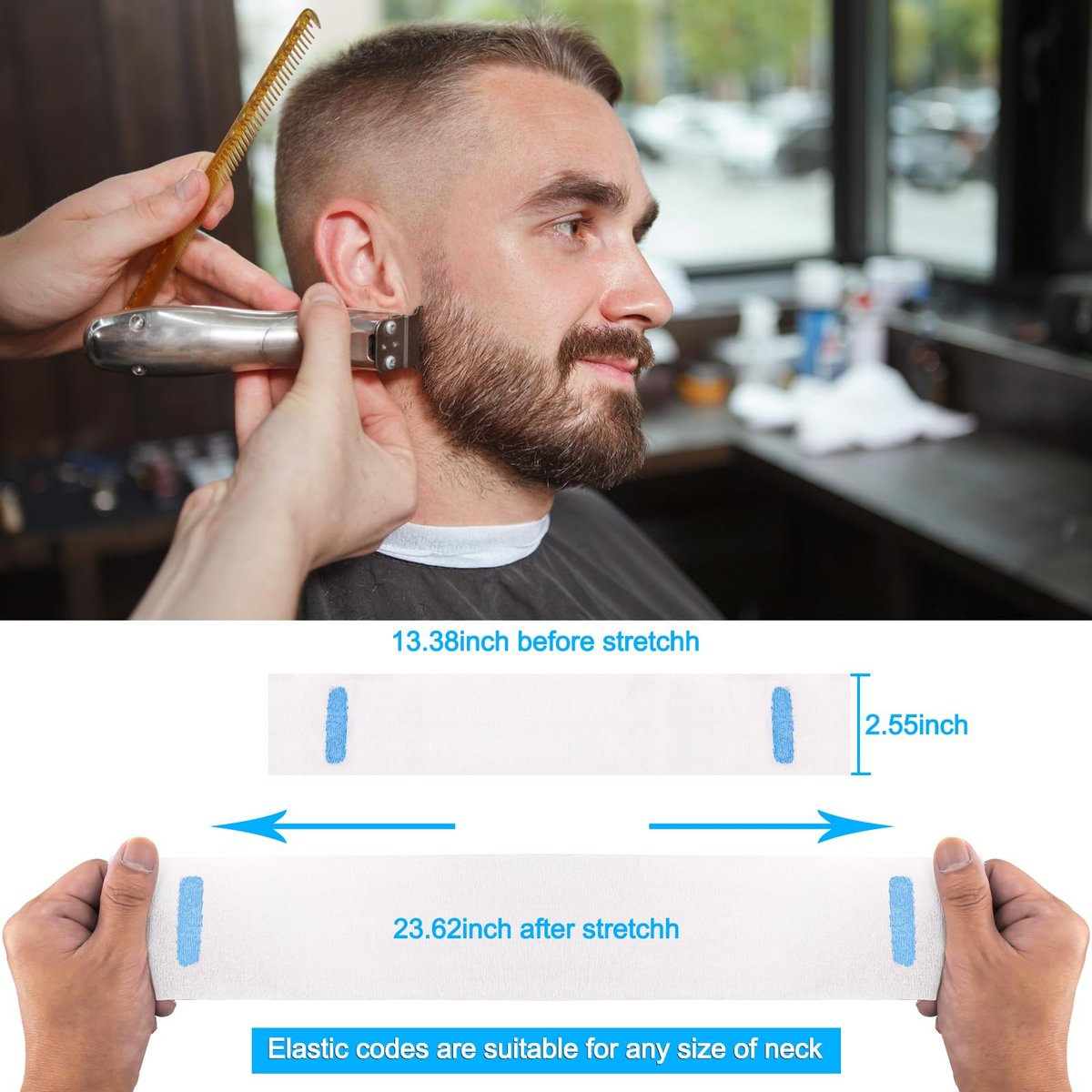 NICEMOVIC 5 Rolls Disposable Barber Paper Neck Strips – Stretchy Neck Paper for Salon Haircut Styling - görsel 8