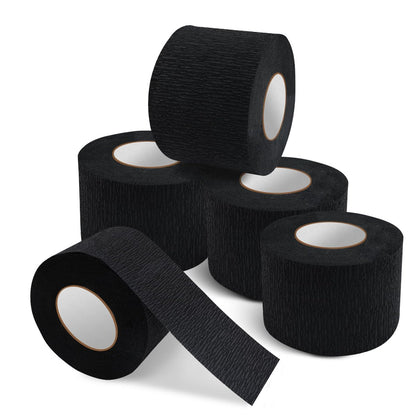 NICEMOVIC 5 Rolls Disposable Barber Paper Neck Strips - Professional Stretchy Paper Neck Strips for Salon Haircut Styling (Black)