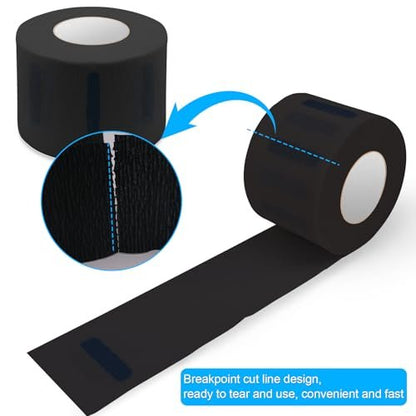 NICEMOVIC 5 Rolls Disposable Barber Paper Neck Strips - Professional Stretchy Paper Neck Strips for Salon Haircut Styling (Black)