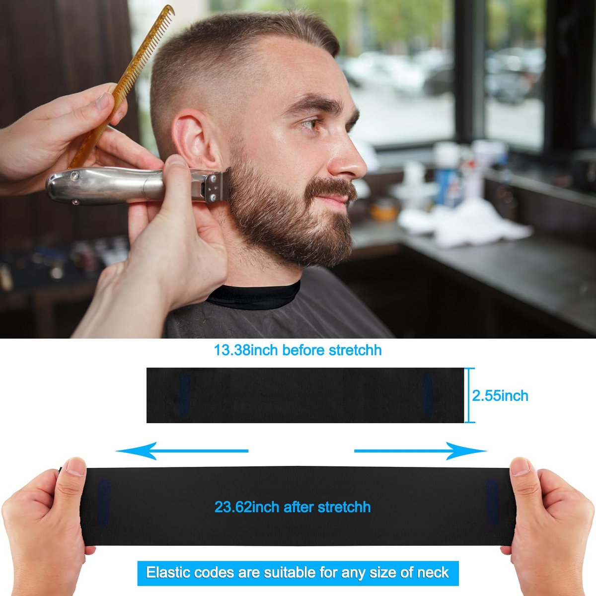NICEMOVIC 5 Rolls Disposable Barber Paper Neck Strips - Professional Stretchy Paper Neck Strips for Salon Haircut Styling (Black) - görsel 7