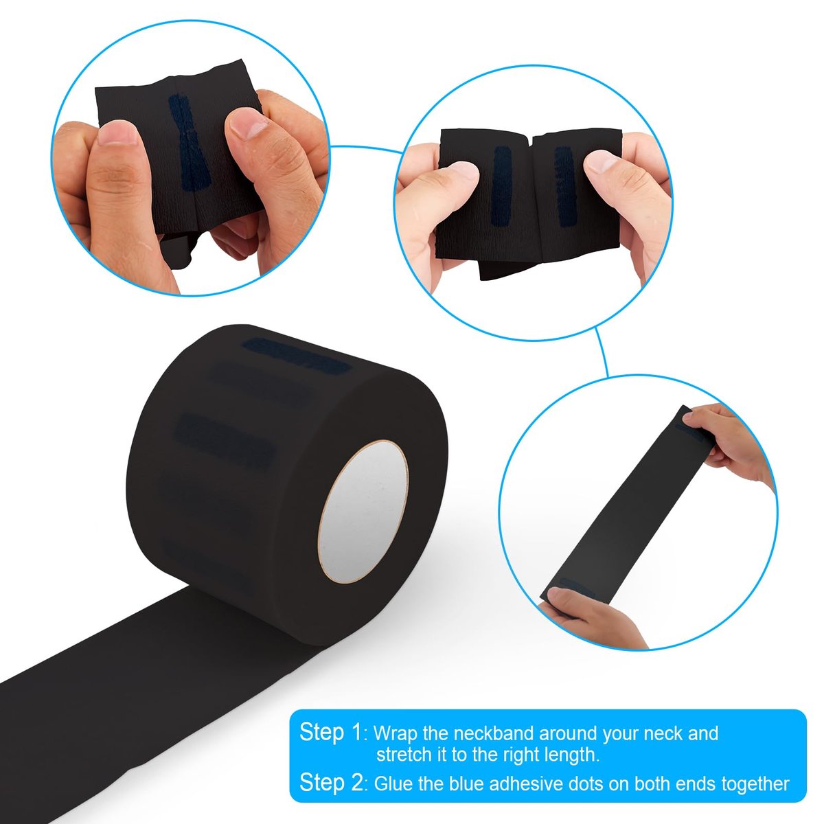 NICEMOVIC 5 Rolls Disposable Barber Paper Neck Strips - Professional Stretchy Paper Neck Strips for Salon Haircut Styling (Black) - görsel 9