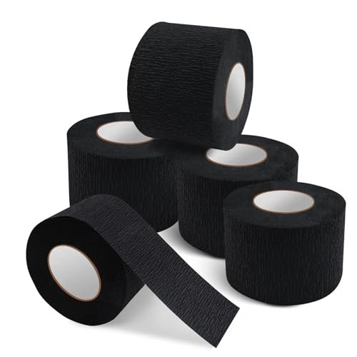 NICEMOVIC 5 Rolls Disposable Barber Paper Neck Strips - Professional Stretchy Paper Neck Strips for Salon Haircut Styling (Black) - görsel 2