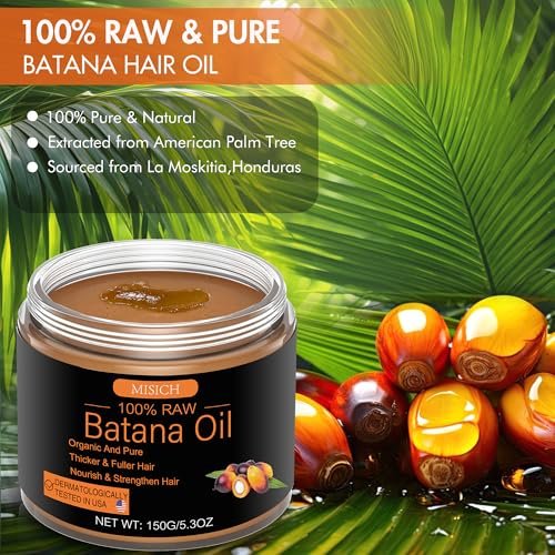 MISICH Raw Batana Oil for Hair Growth - 100% Natural Pure Botana Oil Paste from Honduras, Unrefined Organic Batana Hair Mask for Preventing Hair Loss, Enhances Thickness for Men & Women, 5.3 oz - görsel 3