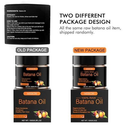 MISICH Raw Batana Oil for Hair Growth - 100% Natural Pure Botana Oil Paste from Honduras, Unrefined Organic Batana Hair Mask for Preventing Hair Loss, Enhances Thickness for Men & Women, 5.3 oz