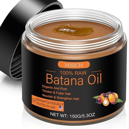 MISICH Raw Batana Oil for Hair Growth - 100% Natural Pure Botana Oil Paste from Honduras, Unrefined Organic Batana Hair Mask for Preventing Hair Loss, Enhances Thickness for Men & Women, 5.3 oz
