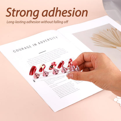 600 Pcs Pre-Cut Double Sided Adhesive Tapes for Nail Art Display - White Paper Nail Tips Holder Strips