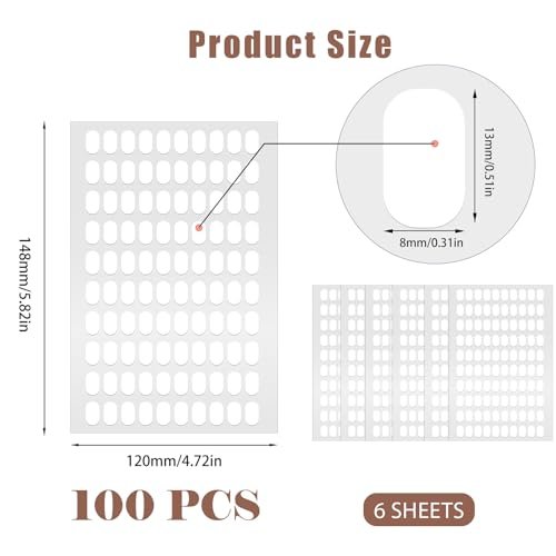 600 Pcs Pre-Cut Double Sided Adhesive Tapes for Nail Art Display - White Paper Nail Tips Holder Strips - görsel 4