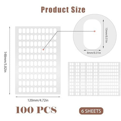 600 Pcs Pre-Cut Double Sided Adhesive Tapes for Nail Art Display - White Paper Nail Tips Holder Strips