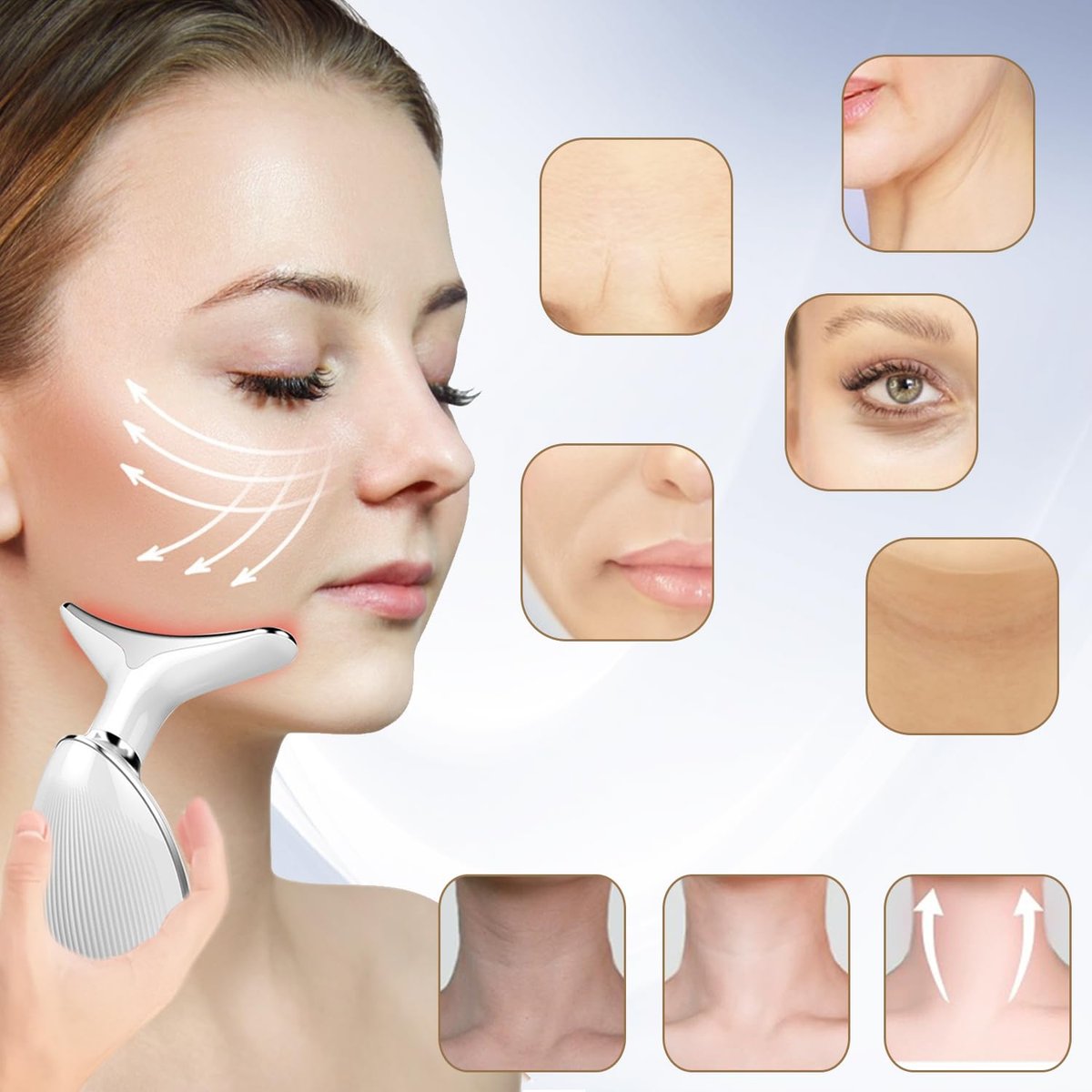 Face and Neck Massager Tool with 7 Color LED Lights - Portable Facial Beauty Device for Skincare - görsel 6
