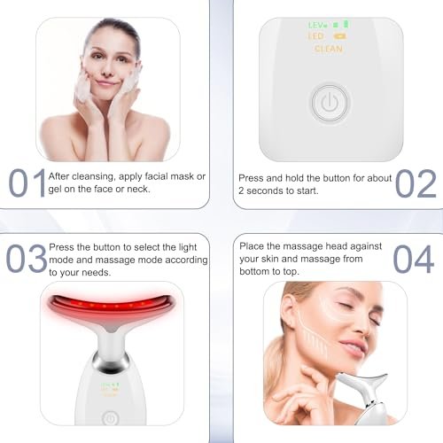Face and Neck Massager Tool with 7 Color LED Lights - Portable Facial Beauty Device for Skincare - görsel 10