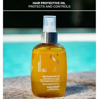 ALFAPARF MILANO Semi di Lino Sunshine Protective Hair Oil - Two-Phase Spray Oil Serum with UV Filters for Sun Exposed Hair Protection - For Shiny, Soft, Disciplined, and Protected Hair