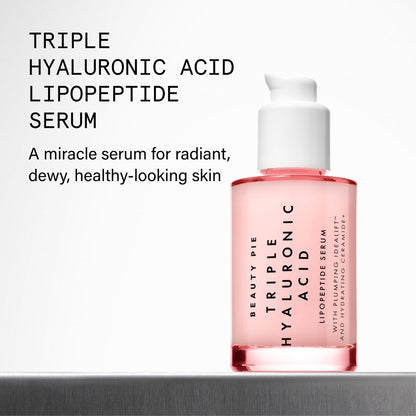 Beauty Pie Triple Hyaluronic Acid & Lipopeptide Serum - Plumping & Smoothing Hydrating Face Serum, Anti-Wrinkle Fine Line Care, Lightweight Fragrance Free 50ml Avelisse