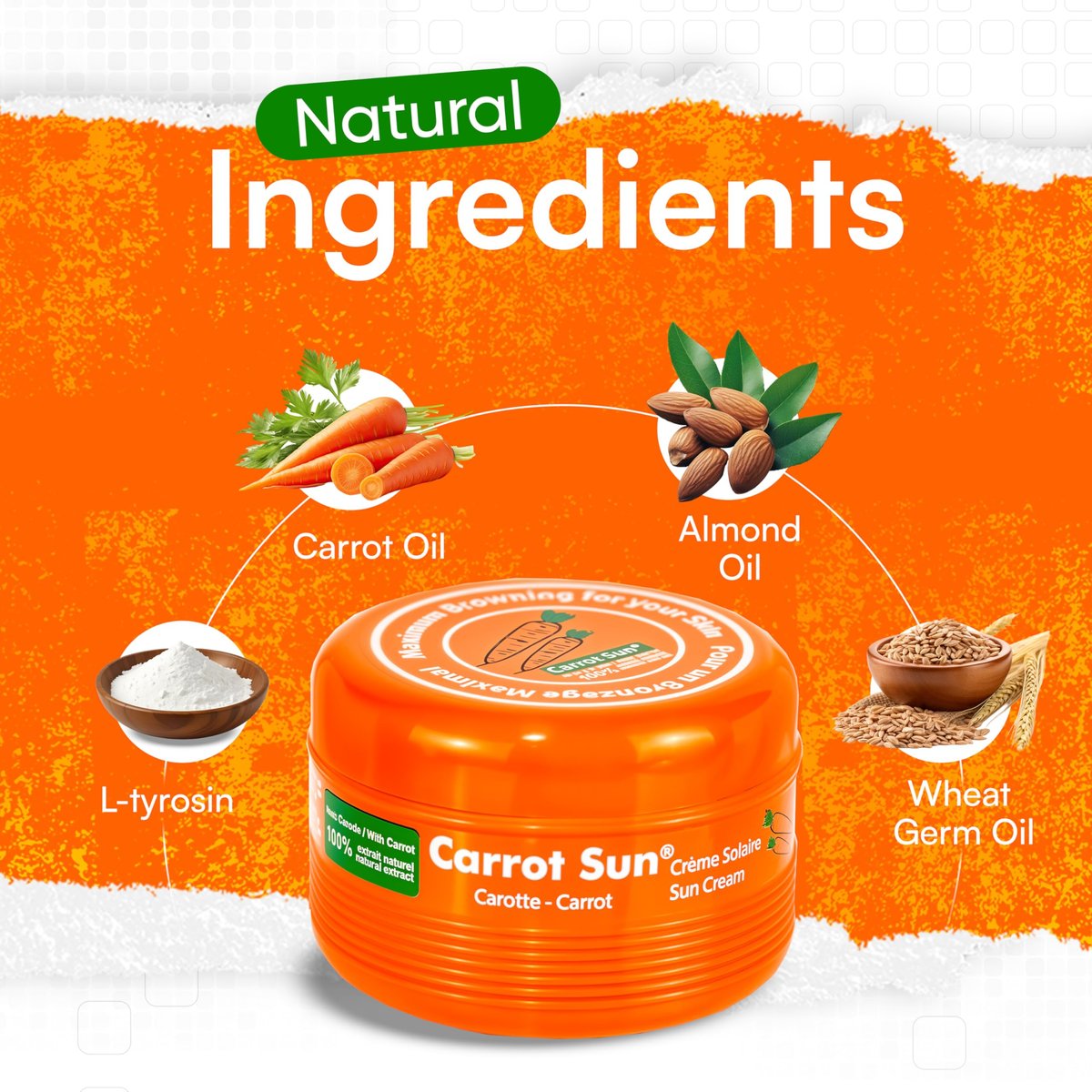 Carrot Sun Tanning Accelerator – 350ml Carotene Intensive Tanning Gel – Natural Extract Sun Cream Tanning Lotion for All Skin Types – Even Beautiful Skin Coloring Avelisse