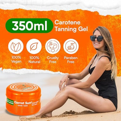 Carrot Sun Tanning Accelerator – 350ml Carotene Intensive Tanning Gel – Natural Extract Sun Cream Tanning Lotion for All Skin Types – Even Beautiful Skin Coloring Avelisse