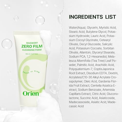 Orien Mugwort Zero Film Cleansing Foam - Daily Makeup Remover & Blackhead Removal, Non-Clogging Pores, Korean Skincare Double Cleansing, 5.07 fl oz (150ml) - görsel 11