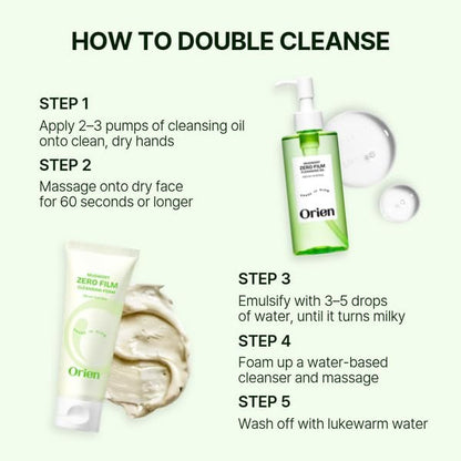 Orien Mugwort Zero Film Cleansing Foam - Daily Makeup Remover & Blackhead Removal, Non-Clogging Pores, Korean Skincare Double Cleansing, 5.07 fl oz (150ml)