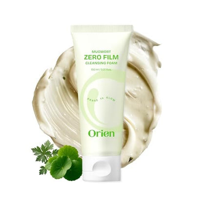 Orien Mugwort Zero Film Cleansing Foam - Daily Makeup Remover & Blackhead Removal, Non-Clogging Pores, Korean Skincare Double Cleansing, 5.07 fl oz (150ml)