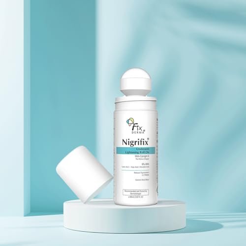 Fixderma Nigrifix Underarm Roll-On with 6% AHA, Lactic Acid & 1% Mandelic Acid & Kojic Acid | Brightens Skin & Exfoliates Underarm | AHA Deodorant for All Skin Types, Men & Women - 60ml Avelisse