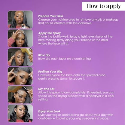 The Frontal Queen Lace Melting Spray - Ashy Lace Melting Spray for Lace Wigs, Extra Hold Lace Bond Spray Adhesive, No Residue, Long Lasting Safe Formula - 4.2 oz Avelisse