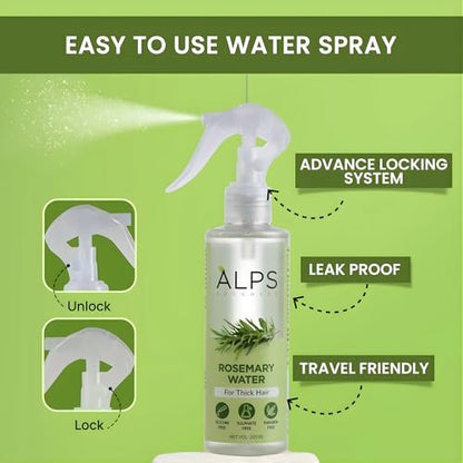 Alps Goodness Rosemary Water Spray for Hair Growth – Strengthen, Revitalize & Thicken Hair – Damage Repair & Hair Loss Control – Adds Shine & Reduces Frizz – 6.76 Fl Oz (200ml)