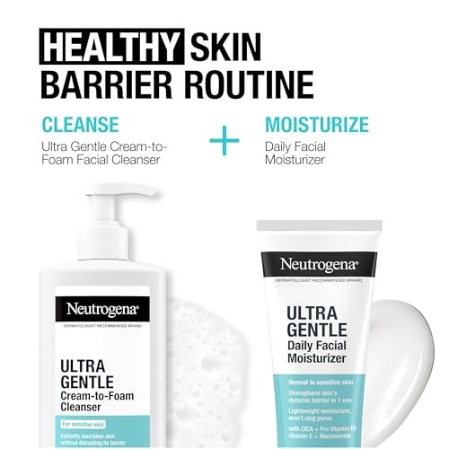 Neutrogena Ultra Gentle Cream-to-Foam Daily Facial Cleanser - Fragrance-Free, Hypoallergenic, 8.5 oz - görsel 16