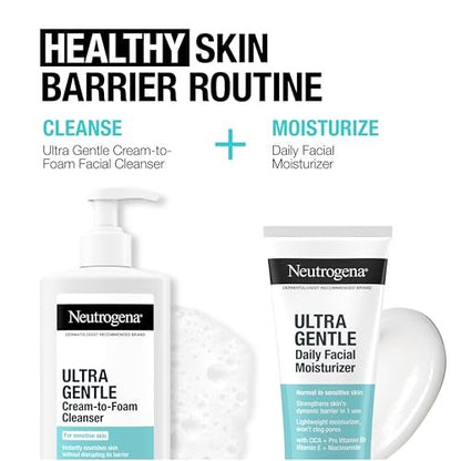 Neutrogena Ultra Gentle Cream-to-Foam Daily Facial Cleanser - Fragrance-Free, Hypoallergenic, 8.5 oz