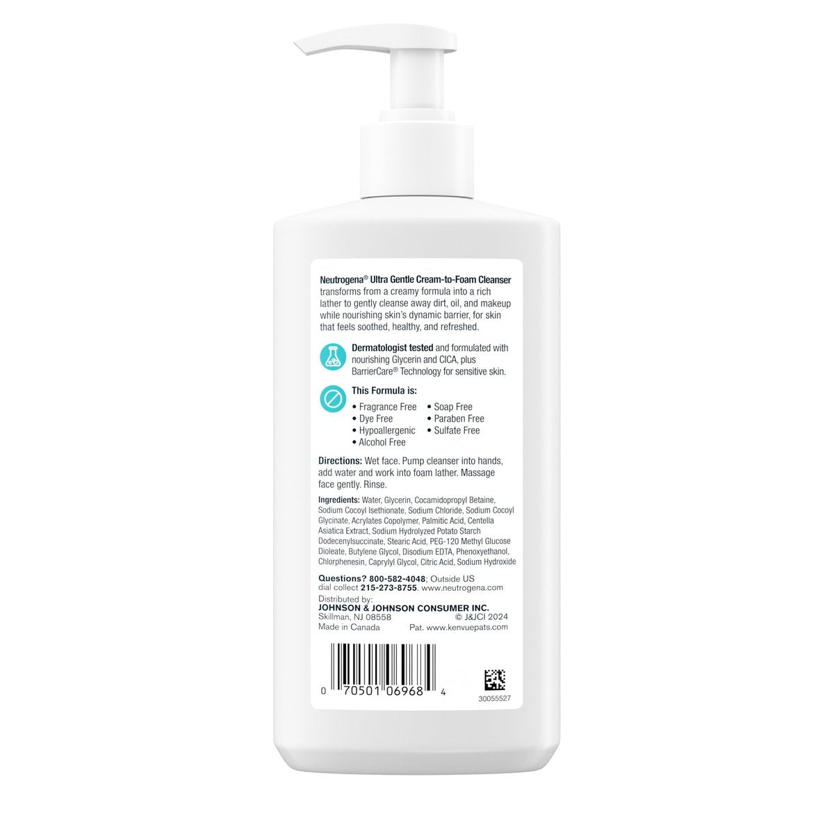 Neutrogena Ultra Gentle Cream-to-Foam Daily Facial Cleanser - Fragrance-Free, Hypoallergenic, 8.5 oz - görsel 17