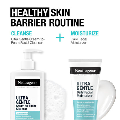 Neutrogena Ultra Gentle Cream-to-Foam Daily Facial Cleanser - Fragrance-Free, Hypoallergenic, 8.5 oz