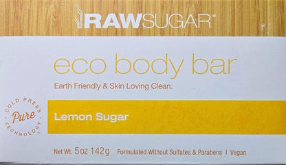 RawSugar Lemon Sugar Eco Body Bar - 5 oz Natural Exfoliating Soap Avelisse