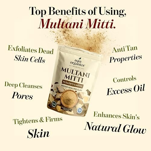 100% Pure Multani Mitti Powder – Indian Healing Clay for Skin Tightening, Deep Pore Cleansing, Tan Removal – 8 oz - görsel 16